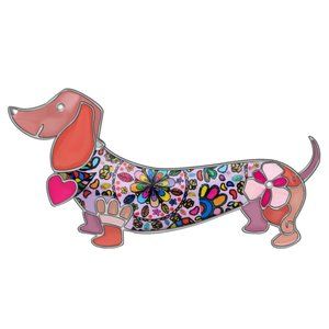 Colorful DACHSHUND Doxie Wiener Dog Enamel Brooch